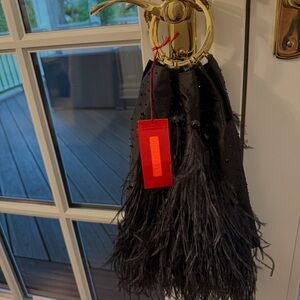 Valentino Black Feathered Handbag